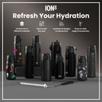 Leak Proof 1 Litre Water Bottle, Stainless Steel, Black, 1L