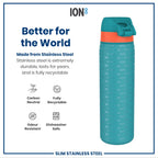 Leak Proof NFL Water Bottle, Stainless Steel, Miami Dolphins, 600ml (20oz)