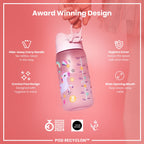 Leak Proof Kids Water Bottle, Recyclon, Unicorns, 350ml (12oz)