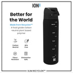 Leak Proof Slim Water Bottle, Recyclon, Black, 500ml (18oz)