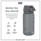 Leak Proof Kids Water Bottle, Recyclon, Grey, 350ml (12oz)
