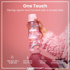 Leak Proof Slim Water Bottle, Recyclon, Unicorn Rainbows, 500ml (18oz)