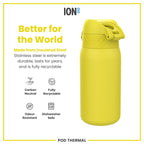 Leak Proof Thermal  Water Bottle, Insulated Steel, Yellow, 320ml (11oz)