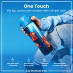 Leak Proof Slim Water Bottle, Stainless Steel, Dino Band, 600ml (20oz)