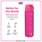 Leak Proof Slim Water Bottle, Recyclon, Pink, 500ml (18oz)