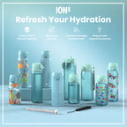 Leak Proof 1 Litre Water Bottle with Times to Drink, Recyclon, Sonic Blue, 1L