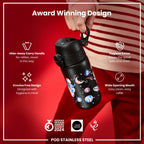 Leak Proof Kids Water Bottle, Stainless Steel, Space, 400ml (13oz)