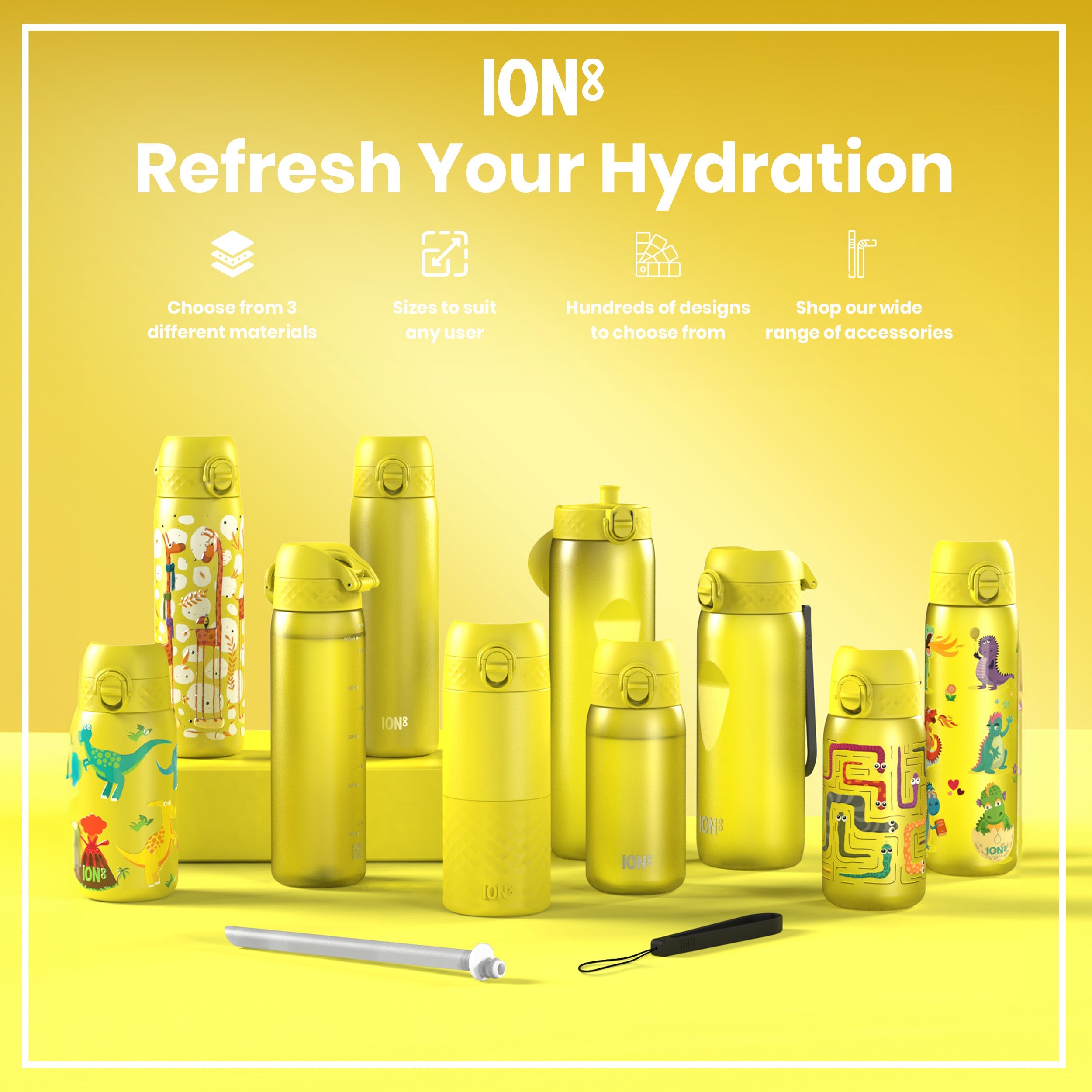 Leak Proof 1 litre Water Bottle, Recyclon, Yellow, 1L