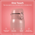 Leak Proof Kids Water Bottle, Stainless Steel, Ash Rose, 400ml (13oz)