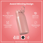 Leak Proof Kids Water Bottle, Stainless Steel, Ash Rose, 400ml (13oz)