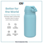 Leak Proof Kids Water Bottle, Stainless Steel, Alaskan Blue, 400ml (13oz)