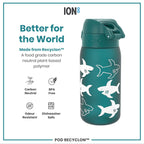Leak Proof Kids Water Bottle, Recyclon, Shark, 350ml (12oz)
