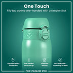 Leak Proof Kids Water Bottle, Stainless Steel, Teal, 400ml (13oz)