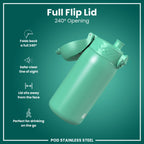 Leak Proof Kids Water Bottle, Stainless Steel, Teal, 400ml (13oz)