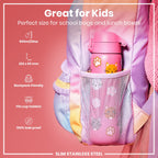Leak Proof Slim Water Bottle, Stainless Steel, Cats, 600ml (20oz)