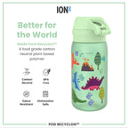 Leak Proof Kids Water Bottle, Recyclon, Dinosaur, 350ml (12oz)
