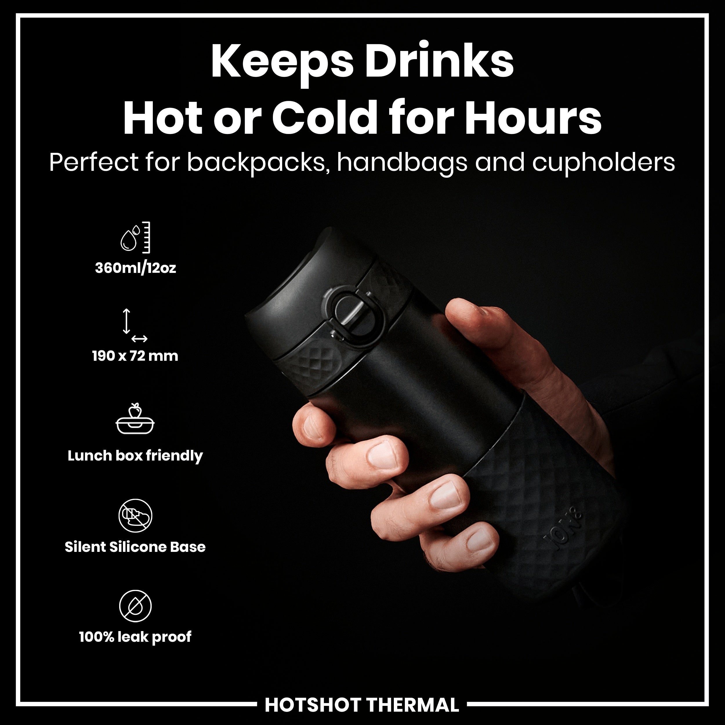 Insulated Steel, Travel Mug, Black, 360ml