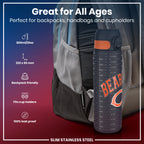 Leak Proof NFL Water Bottle, Stainless Steel, Chicago Bears, 600ml (20oz)