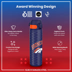 Leak Proof NFL Water Bottle, Stainless Steel, Denver Broncos, 600ml (20oz)