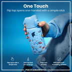 Leak Proof Kids Water Bottle, Stainless Steel, Sharks, 400ml (13oz)