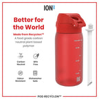 Leak Proof Small Water Bottle With Straw, Recyclon, Red, 350ml (12oz)