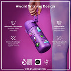 Leak Proof Kids Water Bottle, Stainless Steel, Aliens, 400ml (13oz)