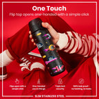 Leak Proof Slim Water Bottle, Stainless Steel, Spaceships, 600ml (20oz)