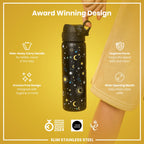 Leak Proof Slim Water Bottle, Stainless Steel, Celestial, 600ml (20oz)
