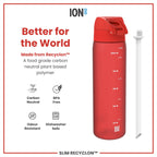 Leak Proof Medium Water Bottle with Straw, Recyclon, Red, 500ml (18oz)