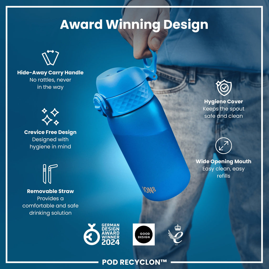 Leak Proof Small Water Bottle With Straw, Recyclon, Blue, 350ml (12oz)