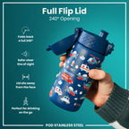 Leak Proof Kids Water Bottle, Stainless Steel, Rescue Vehicles, 400ml (13oz)