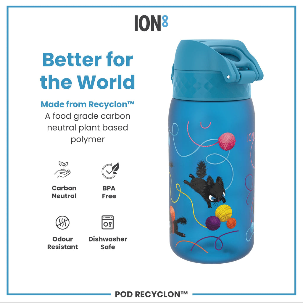 Leak Proof Kids Water Bottle, Recyclon, Cats, 350ml (12oz)