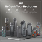 Leak Proof Medium Water Bottle with Straw, Recyclon, Grey, 500ml (18oz)