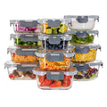 Glass Food Storage Containers with Airtight Lids - Assorted Sizes - 12 PACK