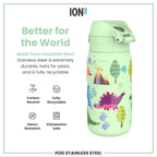 Leak Proof Thermal Steel Water Bottle, Insulated, Dinosaurs, 320ml (11oz)