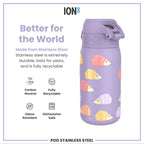 Leak Proof Kids Water Bottle, Stainless Steel, Hedgehogs, 400ml (13oz)