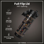 Leak Proof Slim Thermal Water Bottle, Insulated Steel, Gamer, 500ml (17oz)