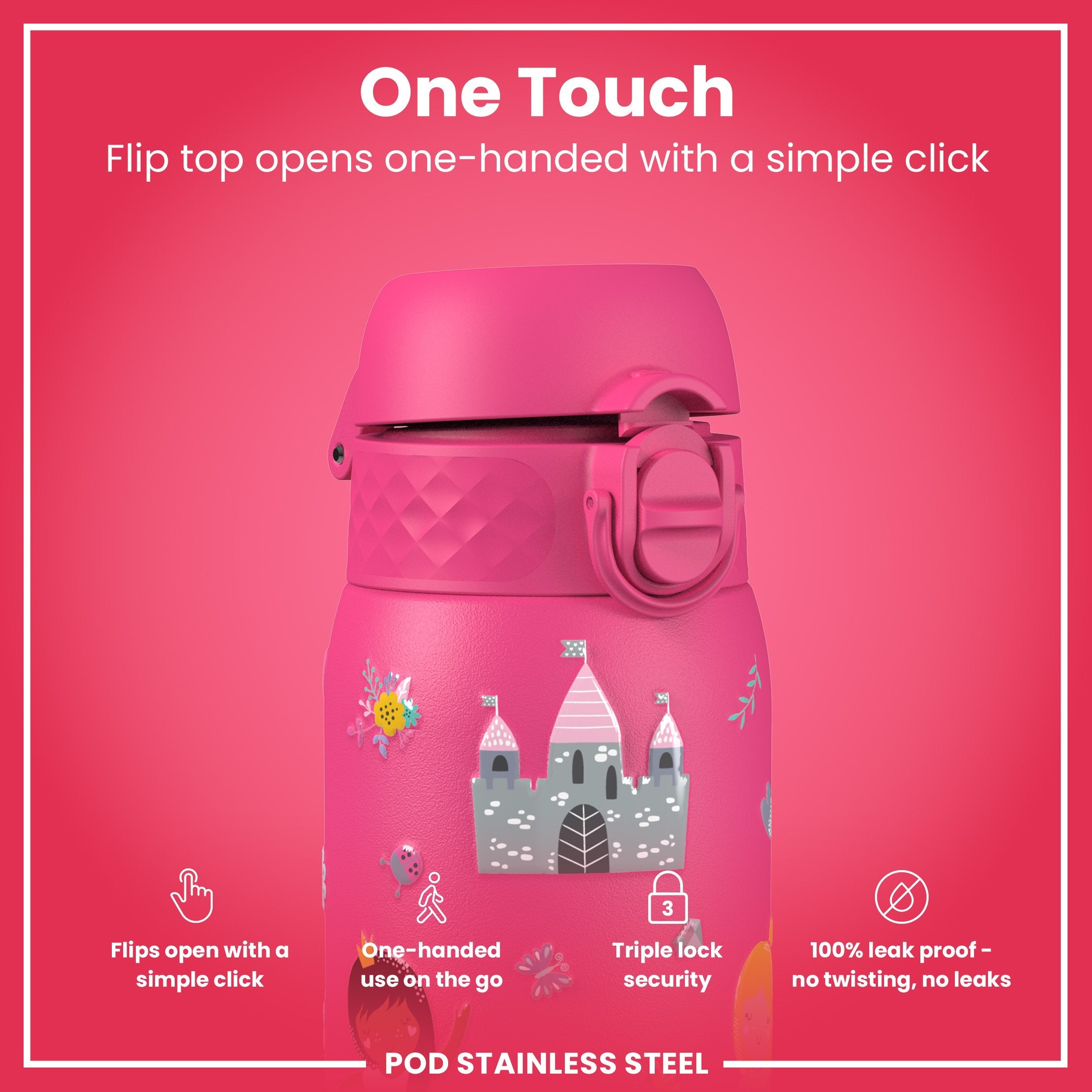 Leak Proof Thermal Steel Water Bottle, Insulated, Princess, 320ml (11oz)