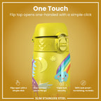 Leak Proof Slim Water Bottle, Stainless Steel, Yellow Unicorns, 600ml (20oz)