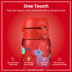 Leak Proof Kids Water Bottle, Recyclon, Red Unicorns, 350ml (12oz)