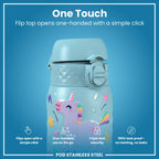 Leak Proof Kids Water Bottle, Stainless Steel, Blue Unicorns, 400ml (13oz)