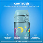 Leak Proof Slim Water Bottle, Recyclon, Blue Unicorns, 500ml (18oz)