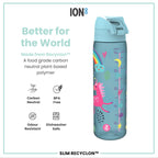 Leak Proof Slim Water Bottle, Recyclon, Blue Unicorns, 500ml (18oz)