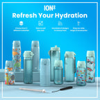 Leak Proof Slim Water Bottle, Recyclon, Blue Unicorns, 500ml (18oz)