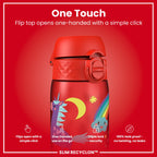 Leak Proof Slim Water Bottle, Recyclon, Red Unicorns, 500ml (18oz)