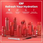 Leak Proof Slim Water Bottle, Recyclon, Red Unicorns, 500ml (18oz)