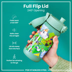 Leak Proof Kids Water Bottle, Stainless Steel, Farming Animals, 400ml (13oz)