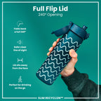 Leak Proof Slim Water Bottle, Recyclon, Waves, 500ml (18oz)