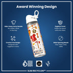 Leak Proof Slim Water Bottle, Recyclon, Football, 500ml (18oz)