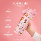 Leak Proof Slim Water Bottle, Stainless Steel, Dogs, 600ml (20oz)
